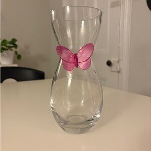 Teleflora 75th Anniversary Edition Glass Bouquet Vase with Pink Butterfly Accent